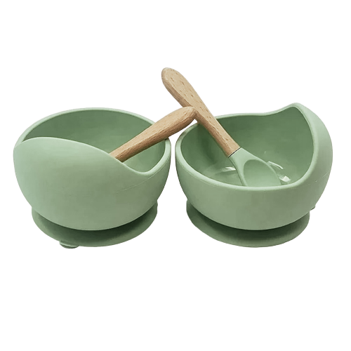 Silicone Bowl And Spoon Set- Sage