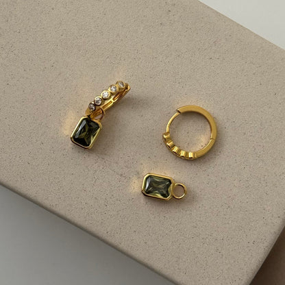 Hoor Drop Earrings- Gold and Olive