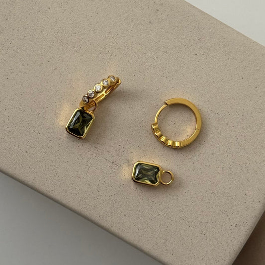 Hoor Drop Earrings- Gold and Olive