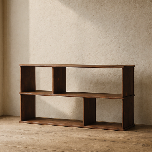 Horizontal bookshelf in walnut