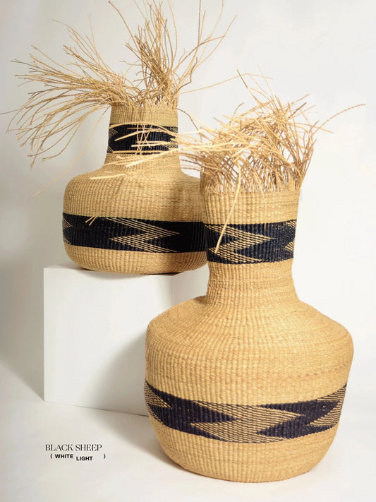 Large Ghana Bolga Basket 'Tisanie-Tia' NATURAL + BLACK