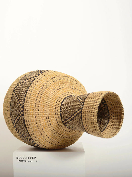 Medium Ghana Bolga 'Linka' Basket  NATURAL + BLACK