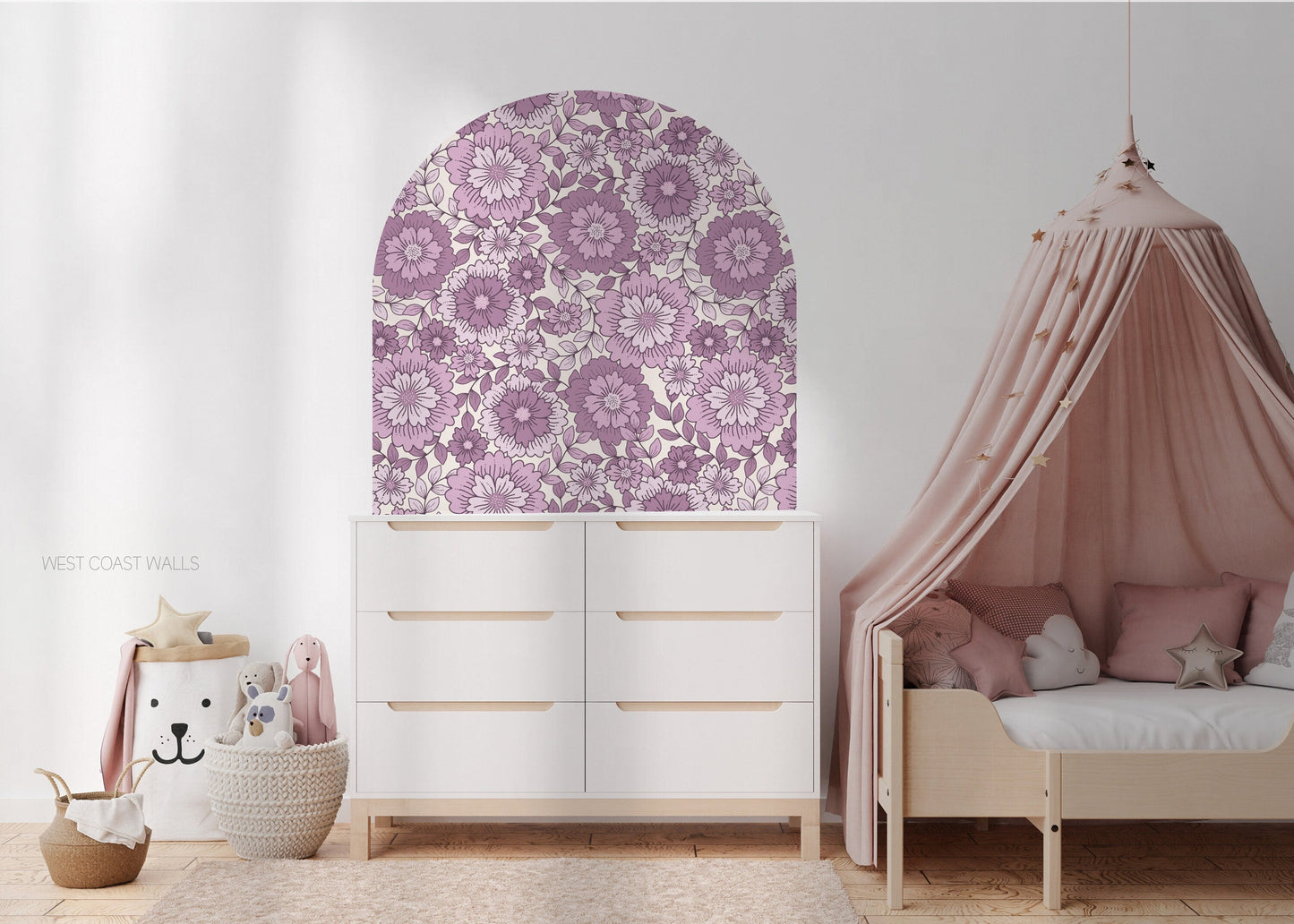 Purple Retro Boho Floral Arch Decal