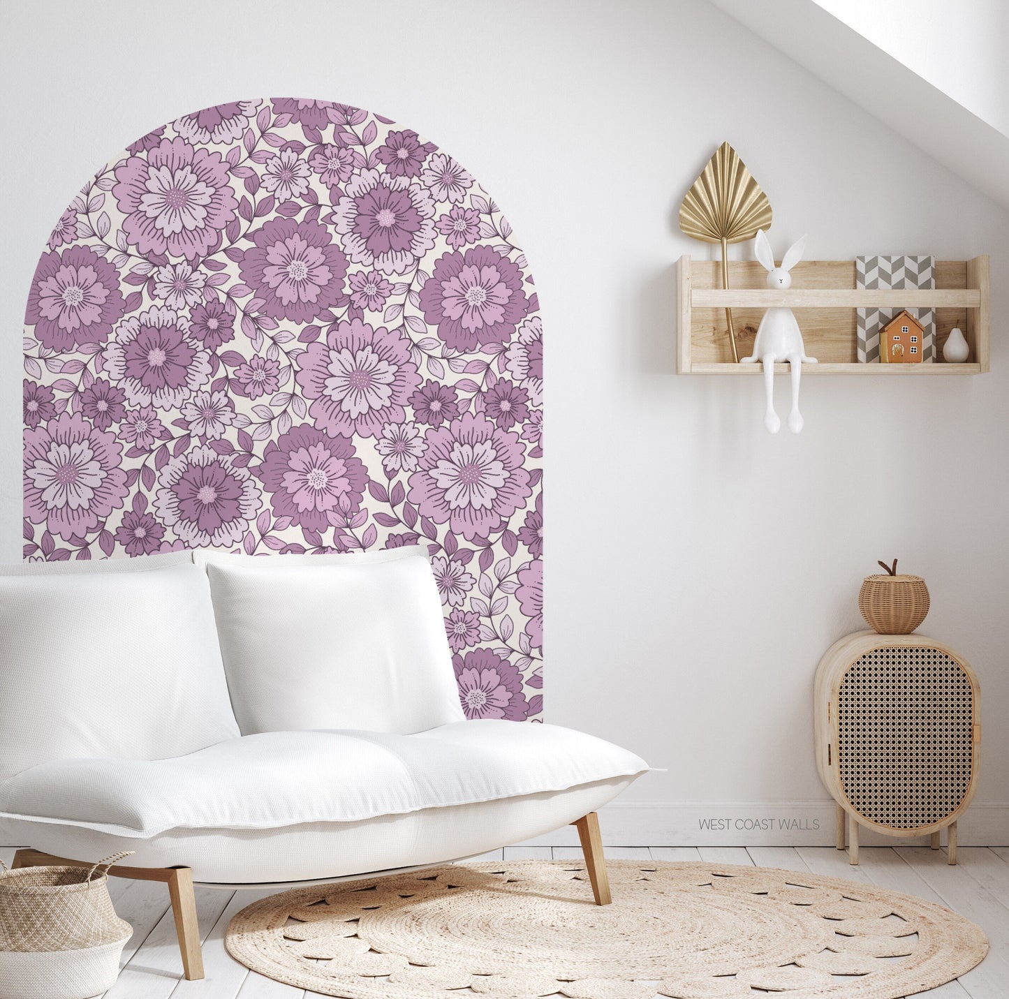 Purple Retro Boho Floral Arch Decal