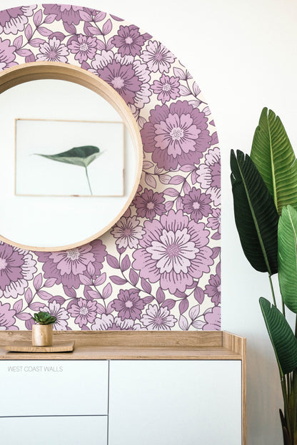 Purple Retro Boho Floral Arch Decal