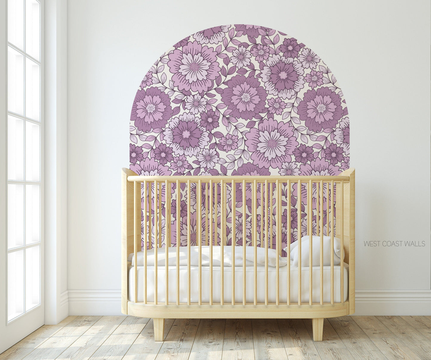 Purple Retro Boho Floral Arch Decal