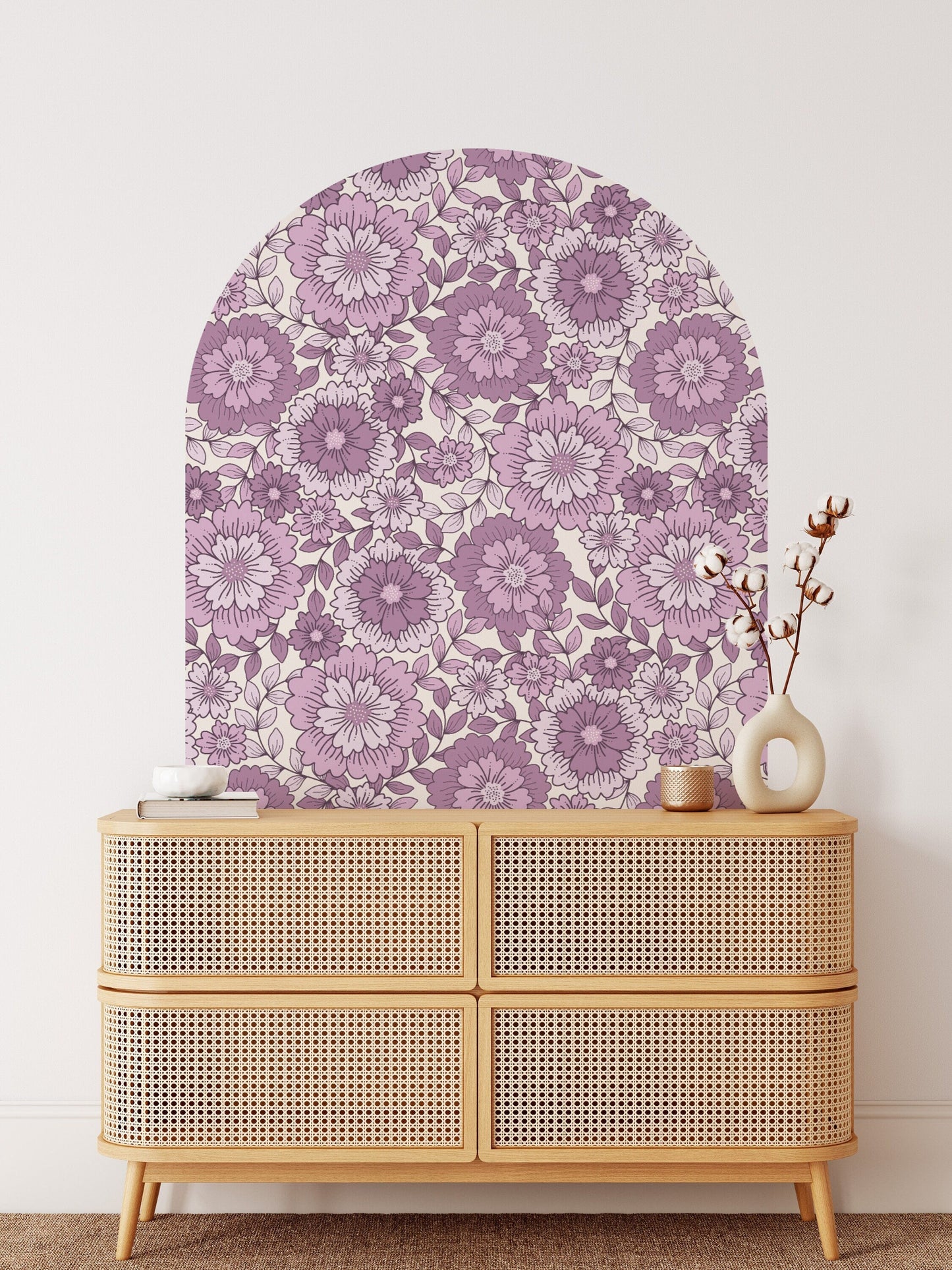 Purple Retro Boho Floral Arch Decal