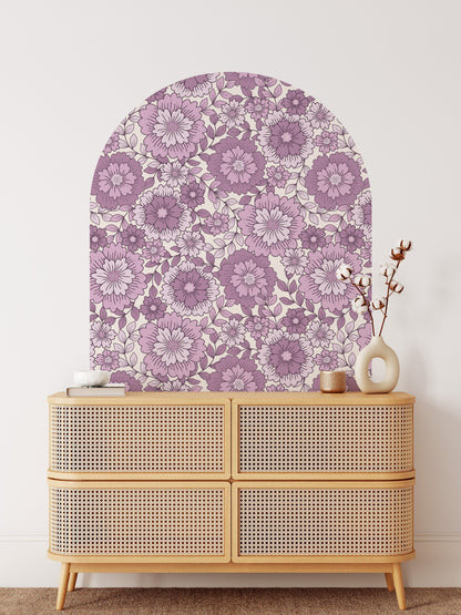 Purple Retro Boho Floral Arch Decal