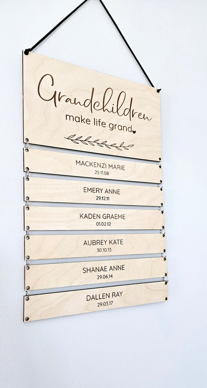 Personalized Grandchildren Make Life Grand Sign