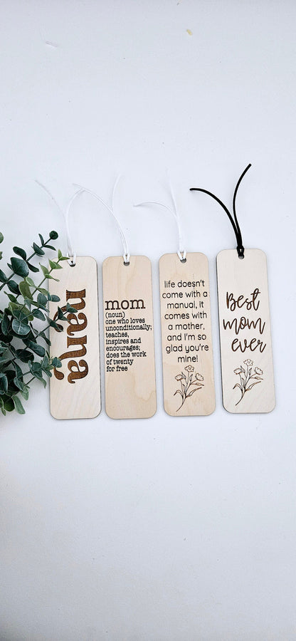 Natural Wood Mom Bookmark