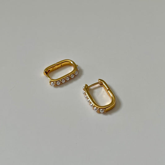 Rectangle Pearl Earrings