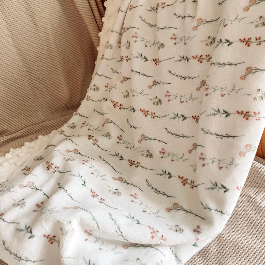 Mini cuddle blanket «Wild flowers/ cream dot »