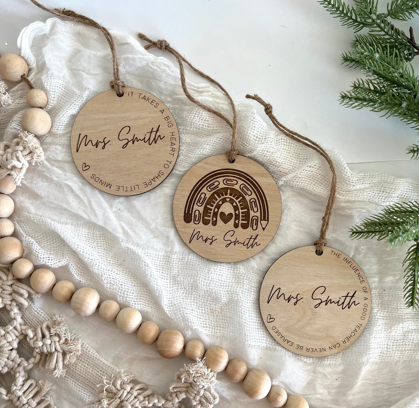 Round Personalized Teacher Tags