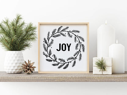 Joy Wreath Wood Sign