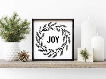 Joy Wreath Wood Sign