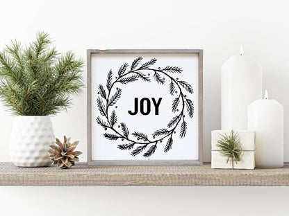 Joy Wreath Wood Sign