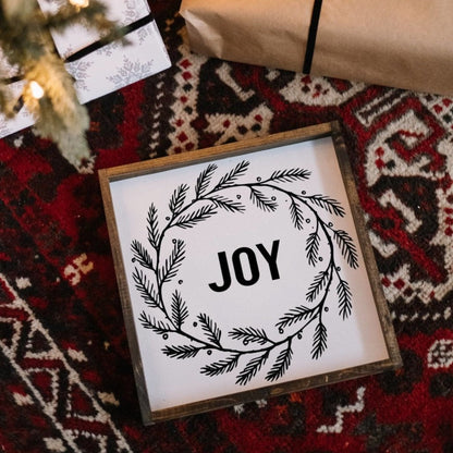 Joy Wreath Wood Sign