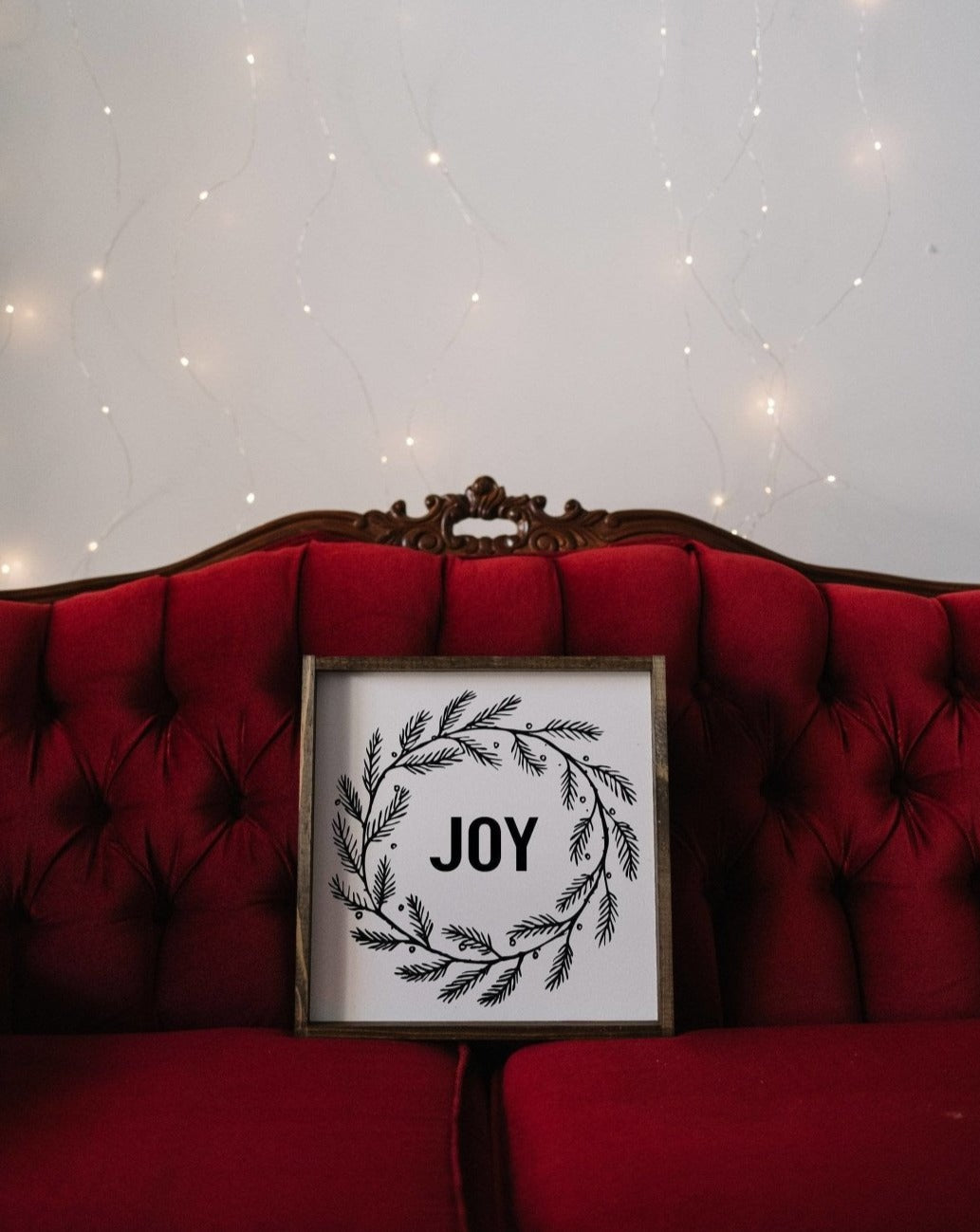 Joy Wreath Wood Sign