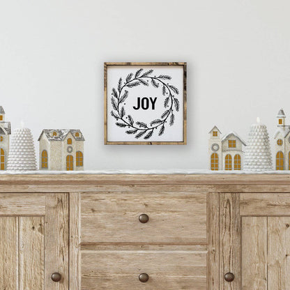 Joy Wreath Wood Sign