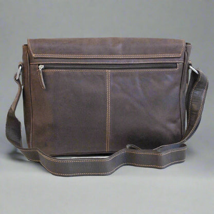 Greenwood Leather Laptop Bag. Premium Waxed Pull-Up Leather Messenger Bag