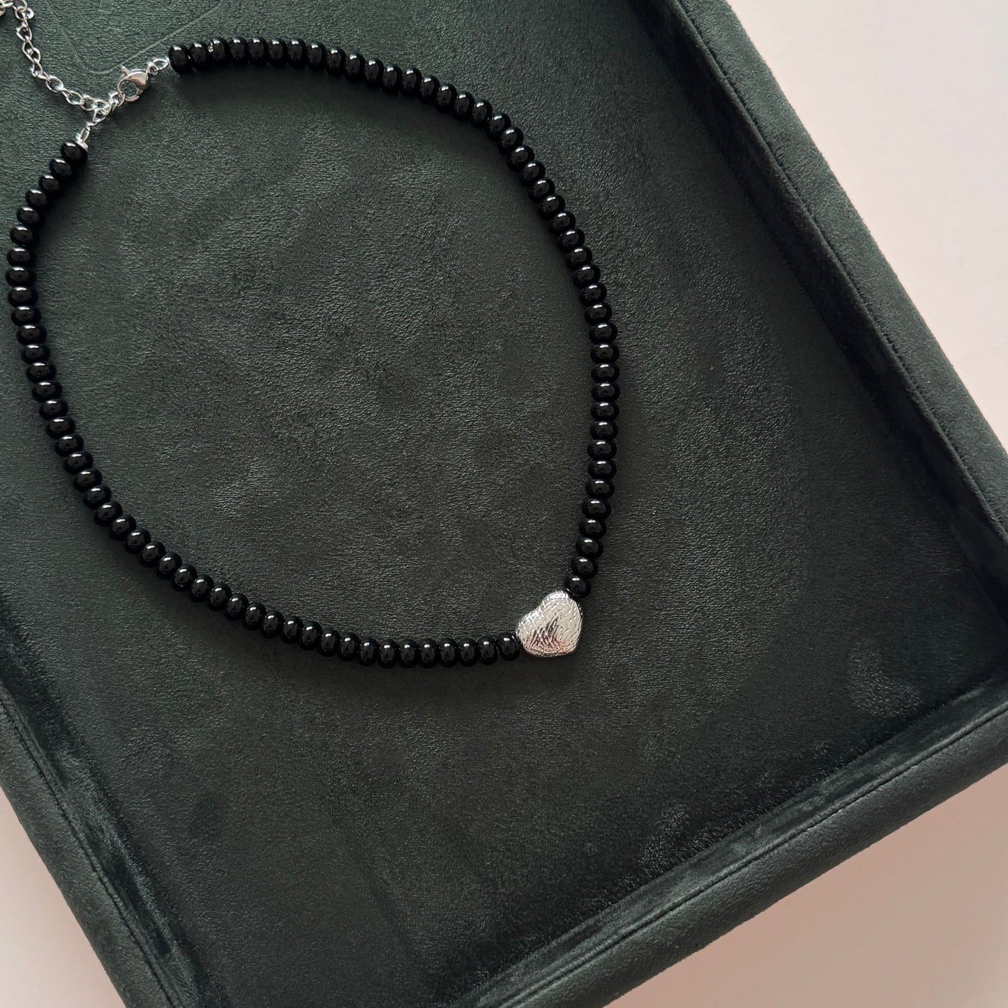 Maira Beaded Necklace- Silver