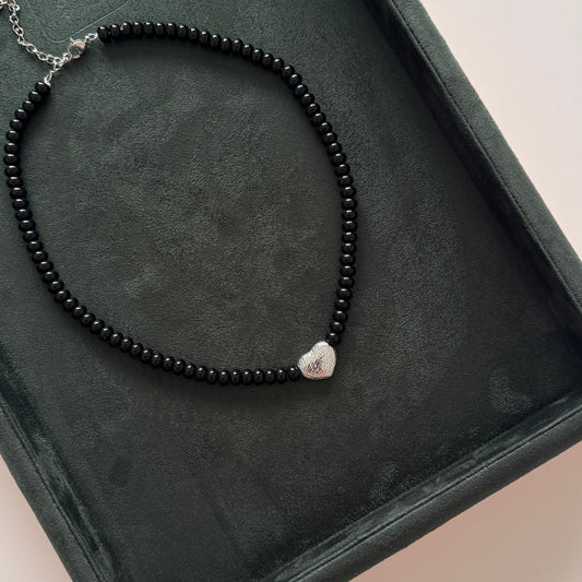 Maira Beaded Necklace- Silver