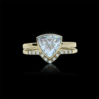 Bagues Ensemble d'alliances Trillion en or 10K et moissanites