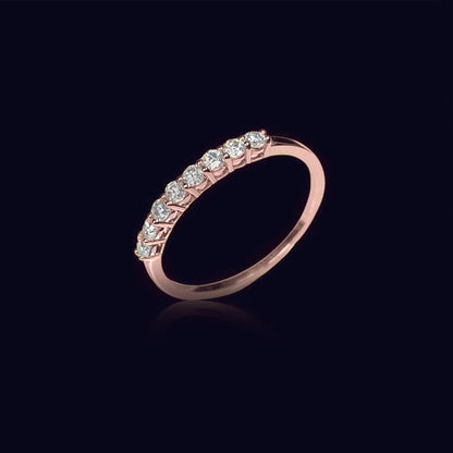 Bague semi-éternité à 8 moissanites en or 10K ou argent sterling
