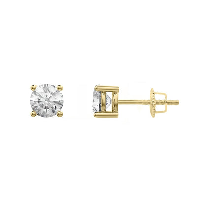 Boucles d'oreilles Classiques en or jaune ou blanc 10K et moissanites