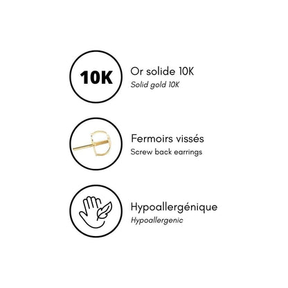 Boucles d'oreilles Classiques en or jaune ou blanc 10K et moissanites