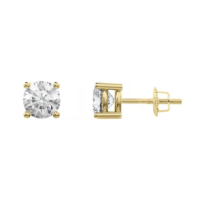 Boucles d'oreilles Classiques en or jaune ou blanc 10K et moissanites