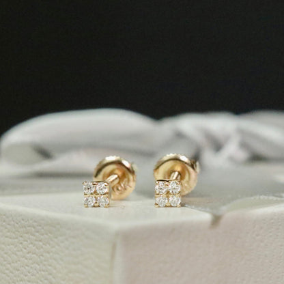 Boucles d'oreilles Les minis Carrés en or 10K et moissanites