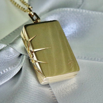 Collier porte-photo Soleil en or 14K et diamants