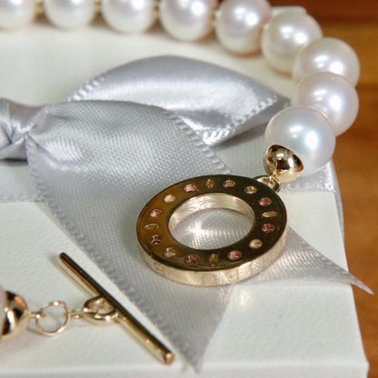 Bracelet de perles d'eau douce, or 14K serti de tourmalines et diamants