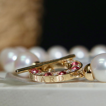 Bracelet de perles d'eau douce, or 14K serti de tourmalines et diamants