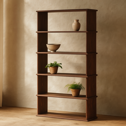 5 shelf bookcase in walnut