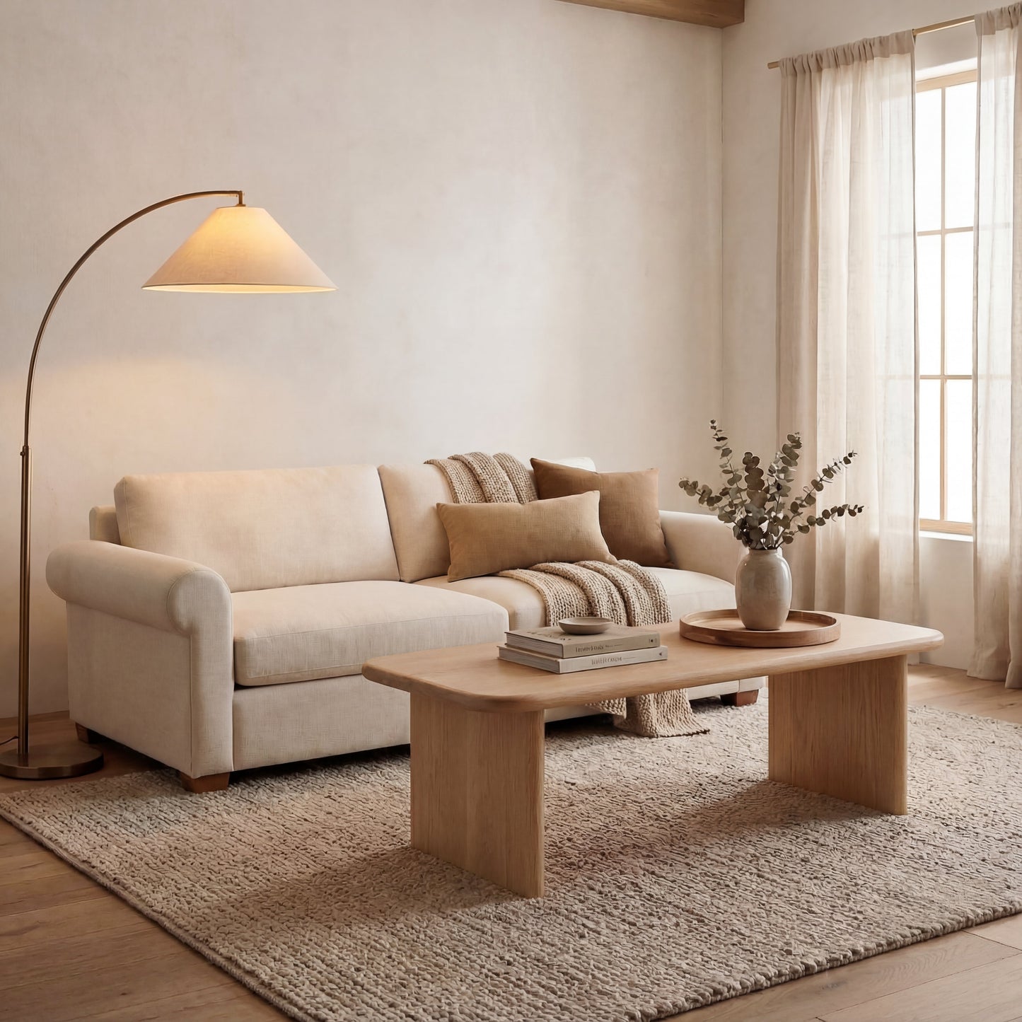 60 Inch Coffee Table in White Oak