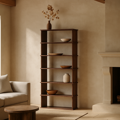 6 shelf bookcase in walnut