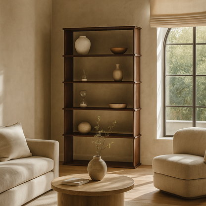 5 shelf bookcase in walnut