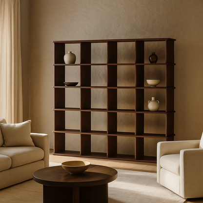 Cube bookshelf in walnut
