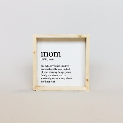 Mom Definition Wood Sign