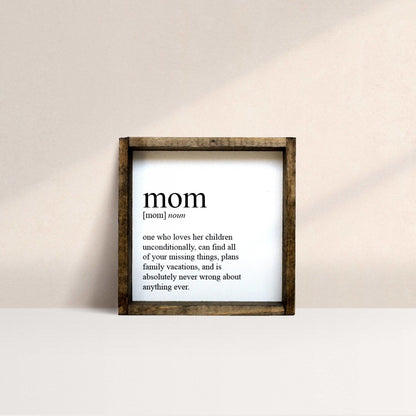 Mom Definition Wood Sign