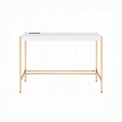 Lunar Elegant Multi-Purpose Desk w/USB Port - White/Gold