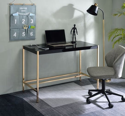 Lunar Elegant Multi-Purpose Desk w/USB Port - Black/Gold