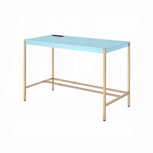 Lunar Elegant Multi-Purpose Desk w/USB Port - Aqua/Gold