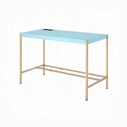 Lunar Elegant Multi-Purpose Desk w/USB Port - Aqua/Gold