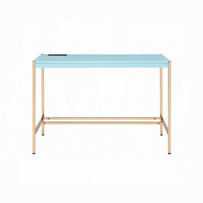 Lunar Elegant Multi-Purpose Desk w/USB Port - Aqua/Gold