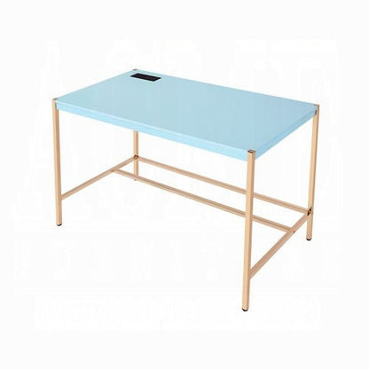 Lunar Elegant Multi-Purpose Desk w/USB Port - Aqua/Gold