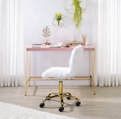 Lunar Elegant Multi-Purpose Desk w/USB Port - Pink/Gold