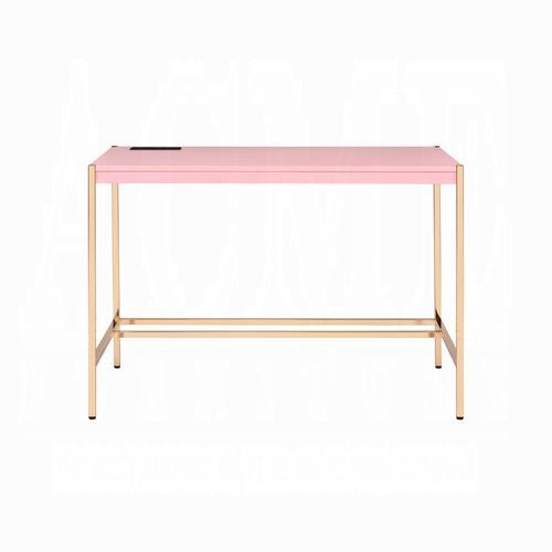 Lunar Elegant Multi-Purpose Desk w/USB Port - Pink/Gold